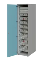 EUROMEDICA D - 46 ABS skříň léková boxová, 1-dveřová, levá, 1950x460x735, korpus šedý, dvířka obloha